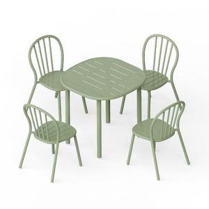Ensemble table à manger et chaises d'appoint en aluminium pour restaurant au design européen moderne pour 4 pièces à usage commercial en extérieur - Product Image 5