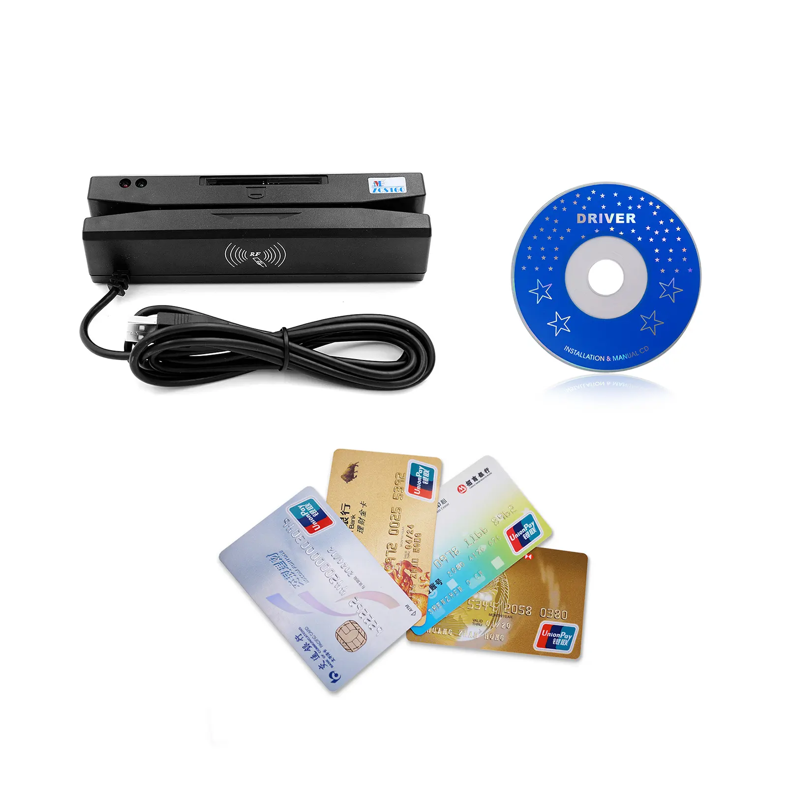 ร้อนขาย MSR 160 4 In 1เครื่องอ่านบัตร3แทร็ค USB Card Reader Writer