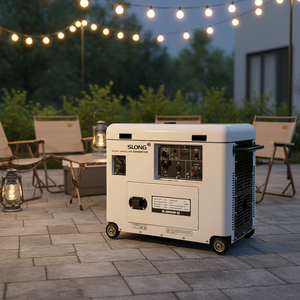 Generador Eléctrico de <span class=keywords><strong>Gasolina</strong></span> Silencioso de Arranque Automático de 4 Tiempos, 8 kW, 230 V, 50 Hz, Marca SLONG, Tanque de Combustible de 25 L, Ecológico para Uso Doméstico - Product Image 1