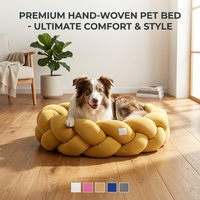 Vente en gros de lits pour chiens en forme de canapé, doux, modernes, luxueux, faits à la main, tissés, lavables, en peluche, rembourrés en coton PP, OEM/ODM