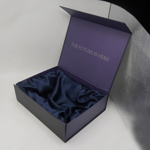 Purple Magnetic Foldable Rigid <strong>Boxes</strong> Luxury Hair Packaging Satin Lined Gift <strong>Boxes</strong> With <strong>Bag</strong> Set - Product Image 2