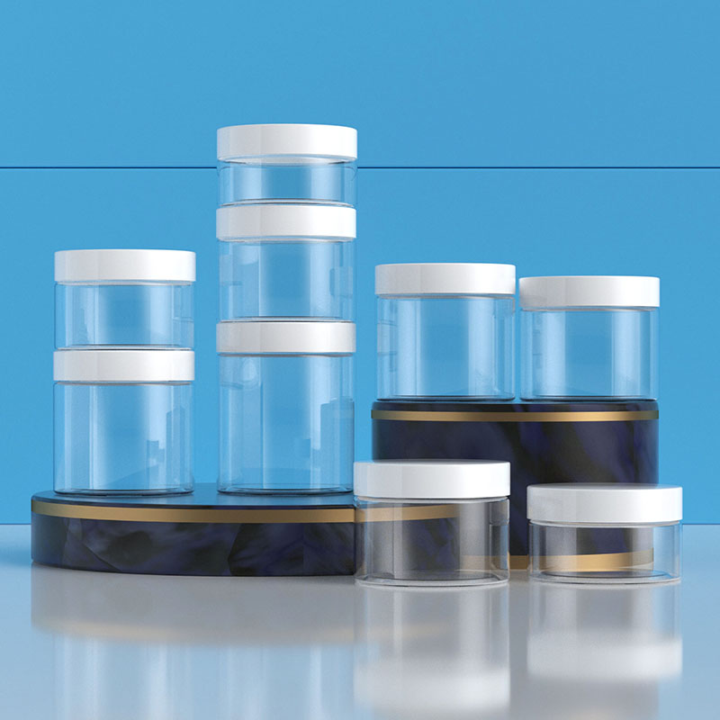 Wholesale Transparent PET Plastic Round Cream Jars with Lid for Skincare Body Cosmetic Packaging 80ml~250ml