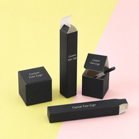 Boîte pliante carrée noire mate personnalisée, boîte tube mince, intérieur blanc, emballage CMYK pour cosmétiques et produits de beauté