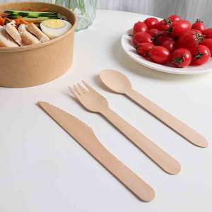 Set di Posate in Legno Sostenibile (50pz)(25pz) Include Cucchiaio Forchetta Coltello - Product Image 1