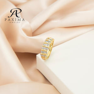 Paxima เครื่องประดับงานแต่งงานแหวนวินเทจตัดเพชรเพทายสังเคราะห์สดใส925แหวนแต่งงานชุบทองเงิน - Product Image 3