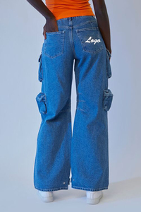 Custom <strong>90S</strong> Women's <strong>Fashionable</strong> Denim Cargo Pants Wholesale USA Denim Trousers Letter Embroidery <strong>Plus</strong> <strong>Size</strong> Baggy Jeans Women - Product Image 4