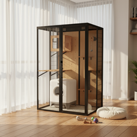 Villa pour chat esthétique, moderne, en bois massif et verre trempé, grand espace, meuble de luxe multi-niveaux pour animaux de compagnie