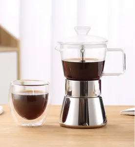 Visualizzazione caffettiera Moka da 360ml caffettiera Espresso in acciaio inossidabile 304