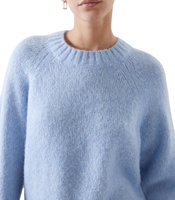 Pull en cachemire bleu tricoté décontracté ample pour femmes, automne-hiver