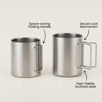 Mug à café isotherme en acier inoxydable de 300 ml avec poignée pliable, affichage de la température, portable, pour le camping et les voyages