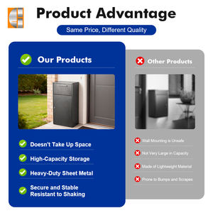 صندوق بريد كبير الحجم من الفولاذ لتسليم الطرود، قائم بذاته للاستخدام الخارجي، مع قفل بمفتاح، مضاد للسرقة ومقاوم للماء، سعة 38 لتر، للاستخدام المنزلي وفي الحديقة - Product Image 6