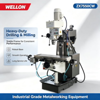 Machine de perçage et de fraisage universelle WELLON ZX7550CW, multifonctionnelle, de moyenne capacité, avec tête de fraisage pivotante à 180°