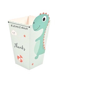 Colorful Dinosaur Popcorn Paper Box Cartoon Style Birthday Party <b>Snack</b> <b>Container</b> For Children 2-4 Years Environment-Friendly - Product Image 3