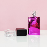 Bouteilles de parfum carrées en verre noir de 30 ml et 50 ml avec couvercle en plastique