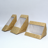 Boîte à sandwich triangulaire auto-élevante en kraft écologique, emballage jetable pour boulangerie à emporter sans impression personnalisée