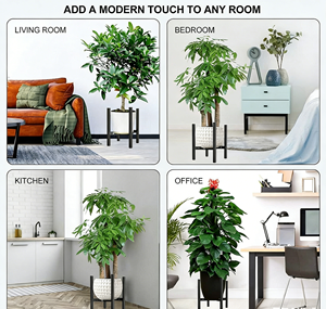 <span class=keywords><strong>Support</strong></span> de Plantes Métallique <span class=keywords><strong>Réglable</strong></span> <span class=keywords><strong>en</strong></span> Largeur et <span class=keywords><strong>Hauteur</strong></span>, <span class=keywords><strong>Support</strong></span> de Plantes Moderne Noir avec Capacité de Charge de 120 LBS, Supports de Plantes Imperméables Antidérapants - Product Image 3