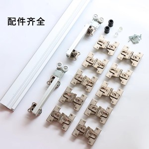 Juego completo de herrajes metálicos de montaje en pared para puerta corredera plegable de armario sin rieles de alta resistencia con doble amortiguación - Product Image 5