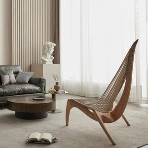 Fauteuil de relaxation moderne en bois massif et <span class=keywords><strong>corde</strong></span> tressée, style artistique et créatif pour salon, fauteuil inclinable type Harp - Product Image 4