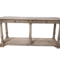 Table console de style antique français, table console de luxe en bois massif recyclé pour couloir avec tiroirs