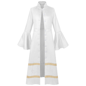 Nuevo Hábito Sacerdotal, <span class=keywords><strong>Ropa</strong></span> <span class=keywords><strong>de</strong></span> Clérigo, Túnica <span class=keywords><strong>de</strong></span> Poliéster Mate con Bordado Dorado, Traje <span class=keywords><strong>de</strong></span> Coro, Vestido Maxi Litúrgico para Pastor - Product Image 4