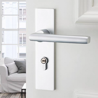 Serrure de porte simple en fer argenté à clé, poignée silencieuse, logo personnalisé, garantie 1 an, installation facile, pour chambre et salle de bain J020