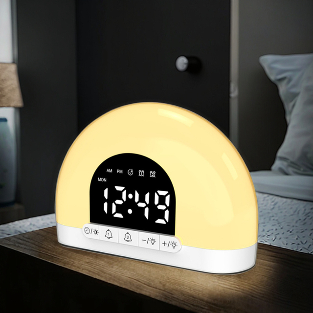 Spot Alarm Table Wake up Light for Children Baby Office Bedroom Sunrise Smart Digital Electric Led Clock
