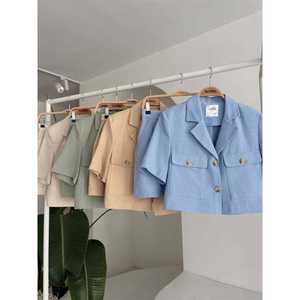 Traje Blazer de Manga Corta para Mujer Sobe, Verde Menta, Tela de Lana Peinada 9833 - Product Image 5