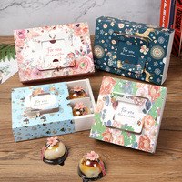 Boîte à soufflé aux jaunes d'œufs, capsules d'emballage portables, boîte à mooncake avec fenêtre, boîte à tarte aux œufs, boîte à soufflé en forme de flocon de neige, boîte cadeau aux bleuets
