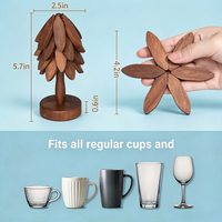 Ensemble de dessous-de-verre en bois en forme d'arbre pour table basse, cuisine, dessous-de-verre en bois, dessous-de-plat en bois