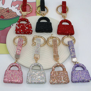 Wholesale Sparkling Mini Handbag Keychains Personalized Bag Pendants Car Keychains Colorful Diamond Handbag Bling Keychain