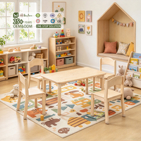 Ensemble table et chaises Montessori en bois pour enfants, quatre places, mobilier de classe préscolaire pour l'école