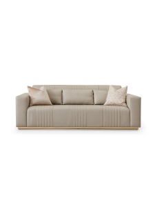 Divano moderno in pelle Beige con cuscini decorativi e mobili da soggiorno di lusso in acciaio inossidabile per la <span class=keywords><strong>casa</strong></span> e l'hotel - Product Image 3