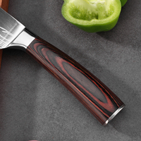 Ensemble de couteaux de cuisine gravés au laser pour usage domestique, 6 pièces, manche en bois, couteau japonais de 8 pouces, couteau Santoku, couteau à trancher