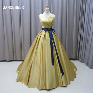 ชุดเดรส MZ0030งานปาร์ตี้ตอนเย็นมีเข็มขัดแต่งระบายสีทองสวยงาม - Product Image 1