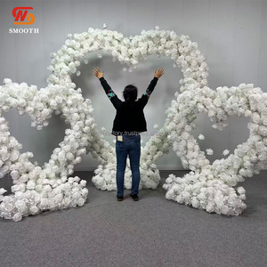 Handmade Silk Smooth Fantasy Floral Wedding Backdrop Heart-Shaped White <b>Rose</b> Flower <b>Arch</b> Customizable Outdoor Proposals Soft - Product Image 2