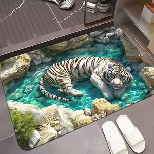 Tapis de sol 3D stéréoscopique effet visuel, en terre de diatomée, pour salle de bain, absorbant l'eau, séchage rapide, tapis d'entrée antidérapant. - Product Image 4