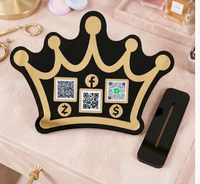 Support de Code QR en Acrylique Doré Effet Miroir, Plaque Personnalisée Multi-Plateformes Sociales à Scanner pour Salons de Beauté et Petites Entreprises