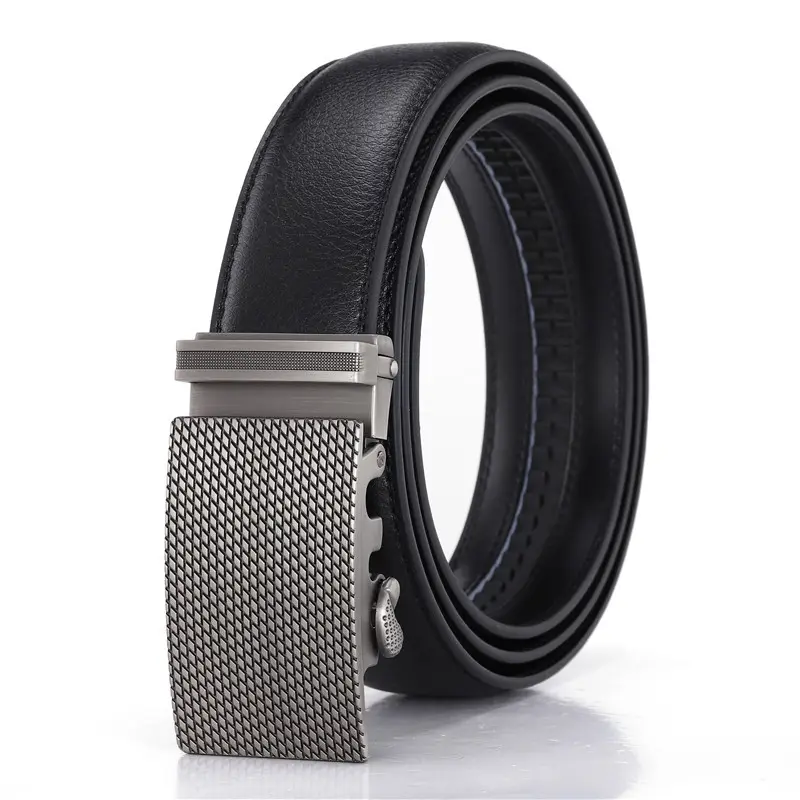 New Men's Automatic Belt With Black Buckle And Fashionable Business Leather Belt