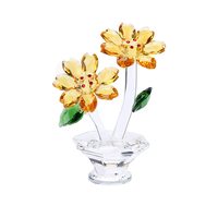 Ornement de fleur de rose en cristal, figurine de table en verre, bouquet de collection fait main, imprimé UV pour la décoration intérieure