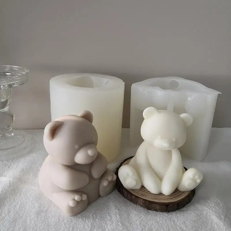 Molde de silicone de vela de urso J6-190, forma de vela perfumada para diy, urso, assando, gesso