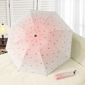 ร่มพับ 3 ตอน 8 ซี่โครง เคลือบสีดำ ผ้าโพลีเอสเตอร์ ใช้ได้ทั้งกันแดดและกันฝน พกพาสะดวก - Product Image 4