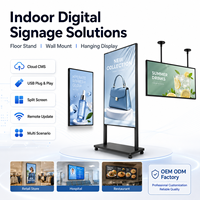 Écran d'affichage numérique intelligent LCD OEM ODM de 65 pouces, montage mural, support au sol, suspension au plafond, écran publicitaire, moniteur Cloud CMS