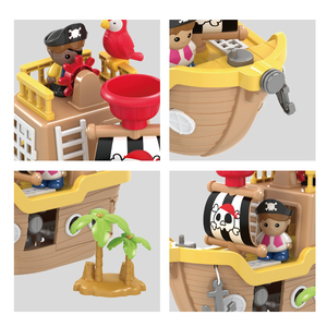 Cướp biển tàu đồ chơi tương tác chơi thiết lập kịch bản mô phỏng với kho báu ngực cho trẻ em vai trò chơi kể chuyện cuộc phiêu lưu Trận Đánh - Product Image 3