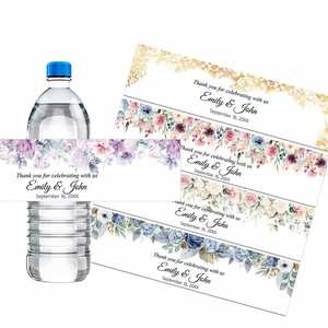 Etiquetas, Etiquetas Adhesivas Personalizadas para Botellas de Agua, Etiquetas Impermeables, Recuerdos para Fiestas de Boda - Product Image 1