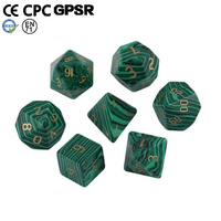 Jeu de société Malachite synthétique dés paon pierre naturelle radiant ensemble de dés polyédriques pour la collection