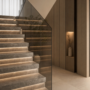 Escalera Recta de Mármol Premium para Proyecto Residencial con Material de Piedra de Alta Calidad y Diseño Refinado - Product Image 1