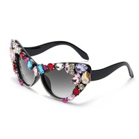 Nouvelle Arrivée Lunettes de Soleil Cat-Eye Légères Polarisées en Strass Effet Bonbon de Luxe Européen et Américain pour Femme Tendance et Personnalisées
