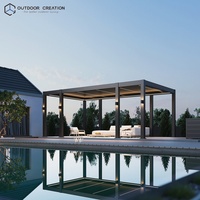 Groothandel Aanpasbare Aluminium Paviljoen Modern Buiten Tuinpaviljoen Waterdicht Metalen Pergola voor Villa Balkon