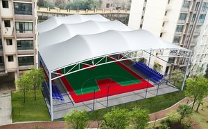 Ngoài trời bóng rổ/Tennis/cầu lông tòa án hoàn chỉnh thiết lập độ bền kéo vải pvdf Bìa thép giàn hệ thống cấu trúc màng - Product Image 5