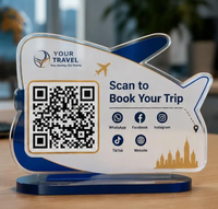 Support de code QR en acrylique personnalisable pour hamburger, plaque de table de restaurant à scanner pour commander